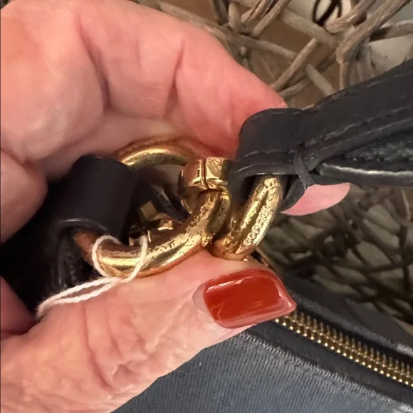 Coach Dark Blue and Gold Stripe Shoulder Bag - Picture 6 of 7